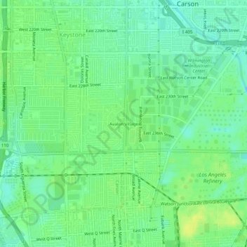 Carte topographique Avalon Village, altitude, relief