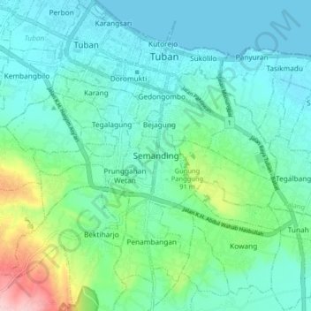 Carte topographique Semanding, altitude, relief