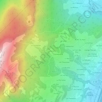 Carte topographique Le Peûtet, altitude, relief
