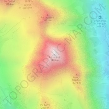 Carte topographique Piz Linard, altitude, relief