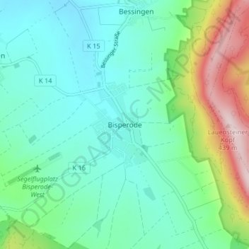 Carte topographique Bisperode, altitude, relief