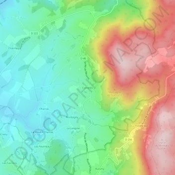 Carte topographique Corcelles, altitude, relief