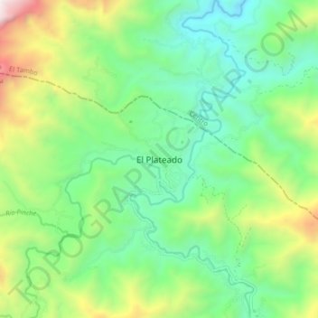 Carte topographique El Plateado, altitude, relief