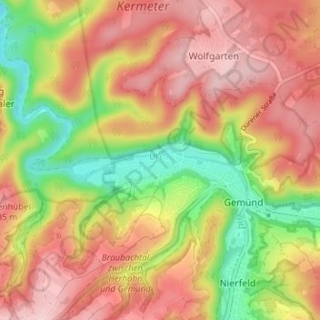 Carte topographique Malsbenden, altitude, relief