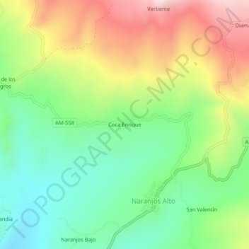 Carte topographique Coca Enrique, altitude, relief