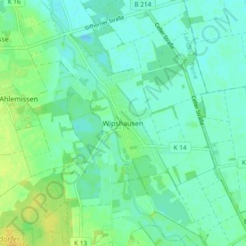 Carte topographique Wipshausen, altitude, relief