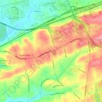Carte topographique Grove, altitude, relief