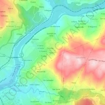 Carte topographique Regoufe, altitude, relief