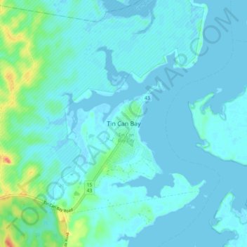 Carte topographique Tin Can Bay, altitude, relief