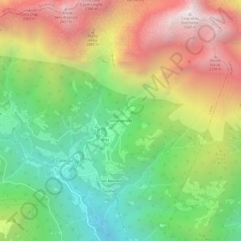 Carte topographique Sommaprada, altitude, relief