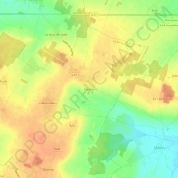 Carte topographique Claunay, altitude, relief