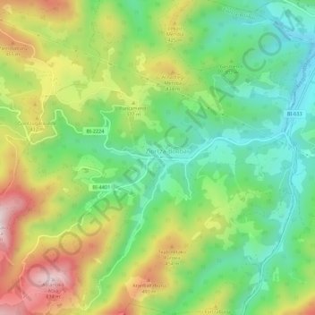 Carte topographique Ziortza-Bolibar, altitude, relief