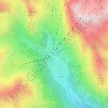 Carte topographique Maso Corto, altitude, relief