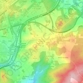 Carte topographique San Marcos, altitude, relief