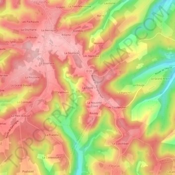 Carte topographique La Croze, altitude, relief