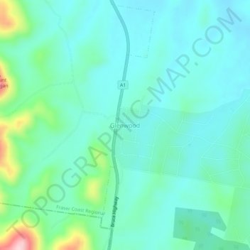 Carte topographique Glenwood, altitude, relief