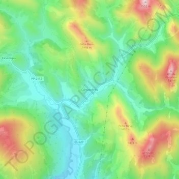 Carte topographique Camasobres, altitude, relief