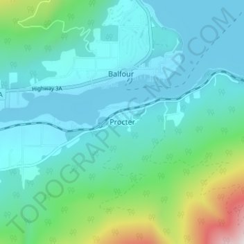 Carte topographique Procter, altitude, relief
