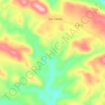 Carte topographique San Calixto, altitude, relief