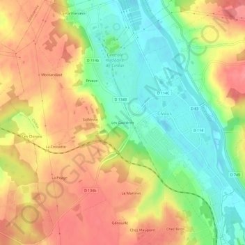 Carte topographique Les Gachères, altitude, relief