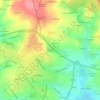 Carte topographique La Croix du Tiernez, altitude, relief