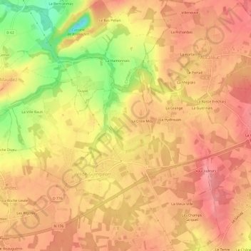 Carte topographique Le Préron, altitude, relief