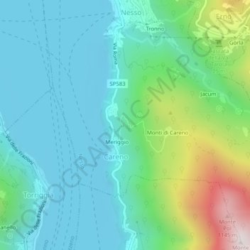 Carte topographique Grotta Masera, altitude, relief