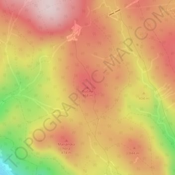 Carte topographique Bučina, altitude, relief