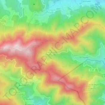 Carte topographique Haute Valette, altitude, relief