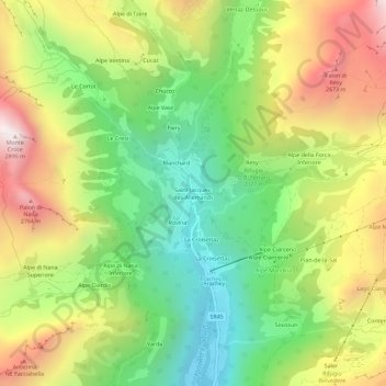 Carte topographique Saint-Jacques-des-Allemands, altitude, relief