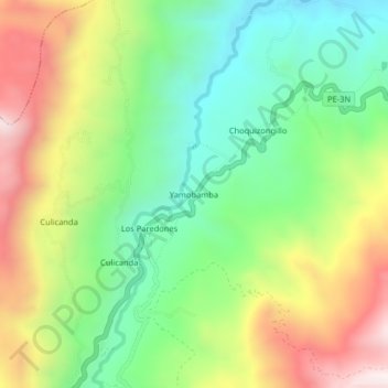 Carte topographique Yamobamba, altitude, relief
