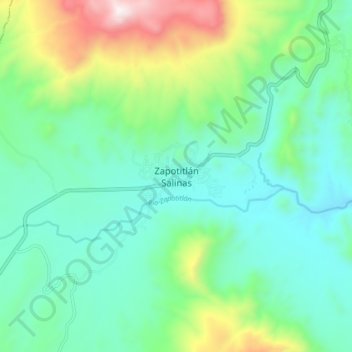 Carte topographique Zapotitlán Salinas, altitude, relief