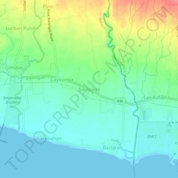 Carte topographique Sampaga, altitude, relief