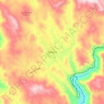 Carte topographique Témoris, altitude, relief