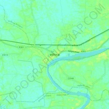 Carte topographique Kaliganj, altitude, relief