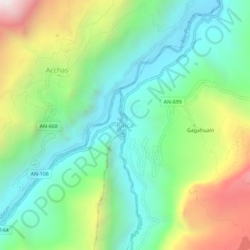 Carte topographique Palca, altitude, relief