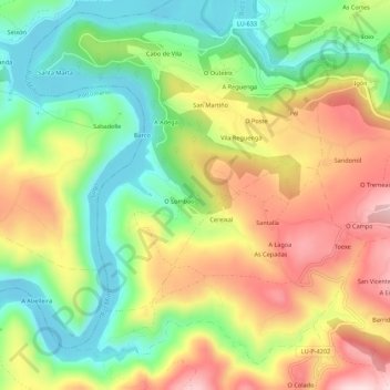 Carte topographique Abeledo, altitude, relief