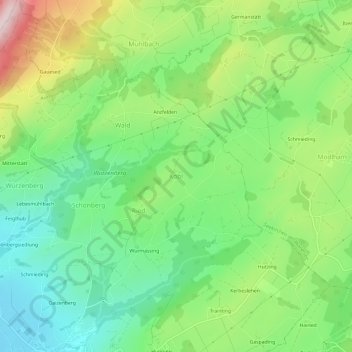 Carte topographique Kobl, altitude, relief