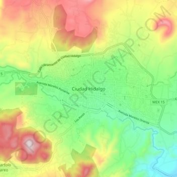 Carte topographique Ciudad Hidalgo, altitude, relief