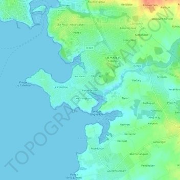 Carte topographique Kerambreton, altitude, relief