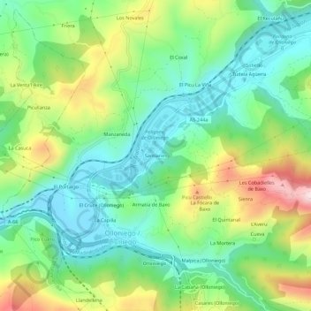 Carte topographique Santianes, altitude, relief