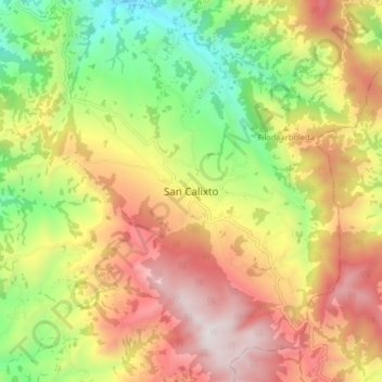 Carte topographique San Calixto, altitude, relief