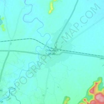 Carte topographique Chitrakoot Dham, altitude, relief