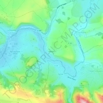 Carte topographique Pessens, altitude, relief