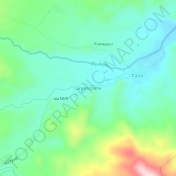 Carte topographique Largato Cocha, altitude, relief