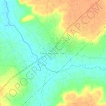 Carte topographique Sinthiang Koundara, altitude, relief