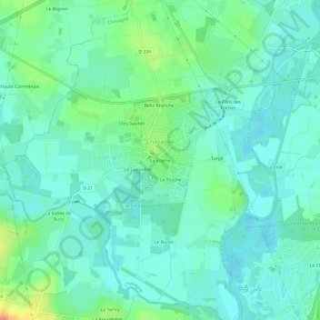 Carte topographique La Scierie, altitude, relief