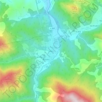 Carte topographique Irabien, altitude, relief