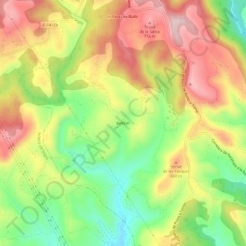 Carte topographique Bellfort, altitude, relief