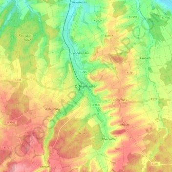 Carte topographique Ochsenhausen, altitude, relief